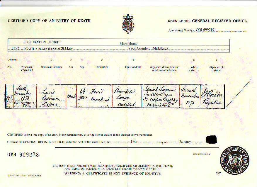 Death Cert - Capua (Pesman)-Lewis