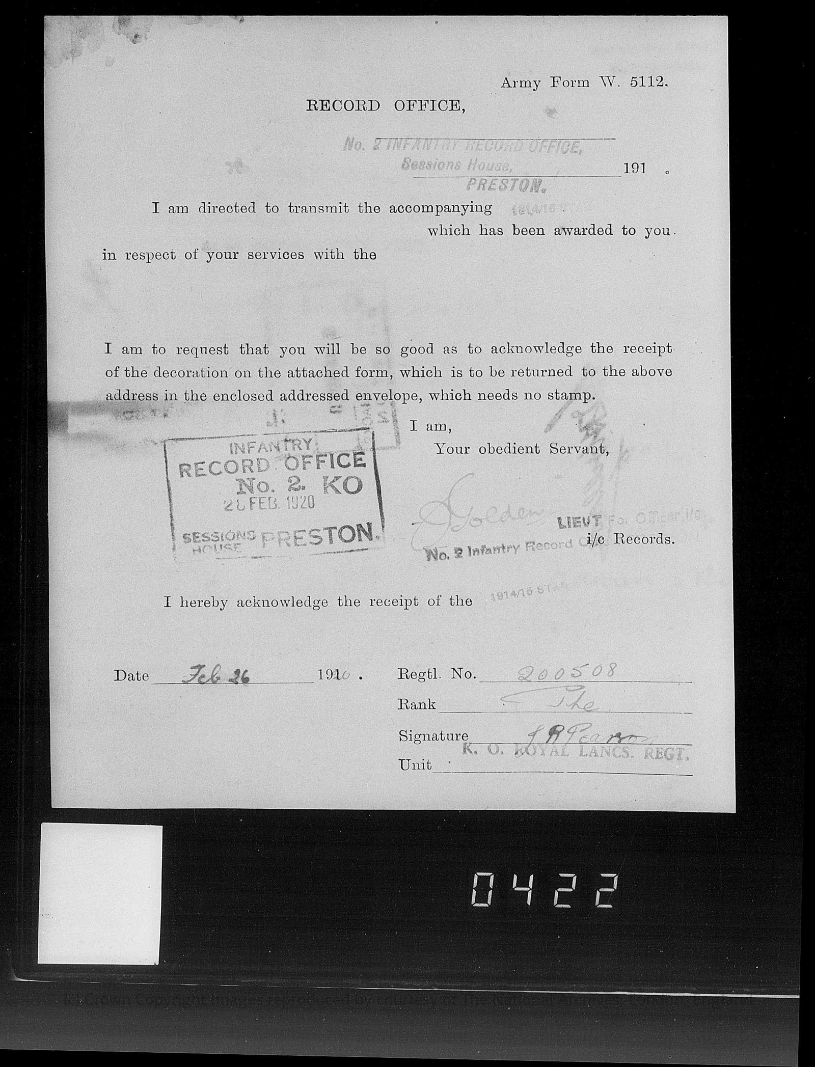 Military Record - Pearson, John Robert 03