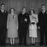 Left to Right: Alfred Yates, Doris Vernon, George & Edith, Jack Taylor <br>
George & Edith Vernon nee Queen - Wedding Group Photo May 1948