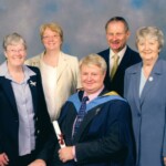 L-R: Ruth Simpson (nee Vernon), Susan Dale (nee Vernon), David Simpson, Denis Dale, Maureen Clarke (nee Simpson, nee Carney)<BR>
Taken at David's University Graduation, Versailles, July 2003