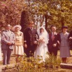 Marriage of David Simpson & Ruth Vernon 17/05/1980<BR>
L-R: Edith Vernon (nee Queen) Simpson, Frederick (Ced) Dale, Helen Simpson, David Simpson, Ruth Simpson, Edwin Simpson, Maureen Clarke (nee Simpson, Carney), Douglas Clarke